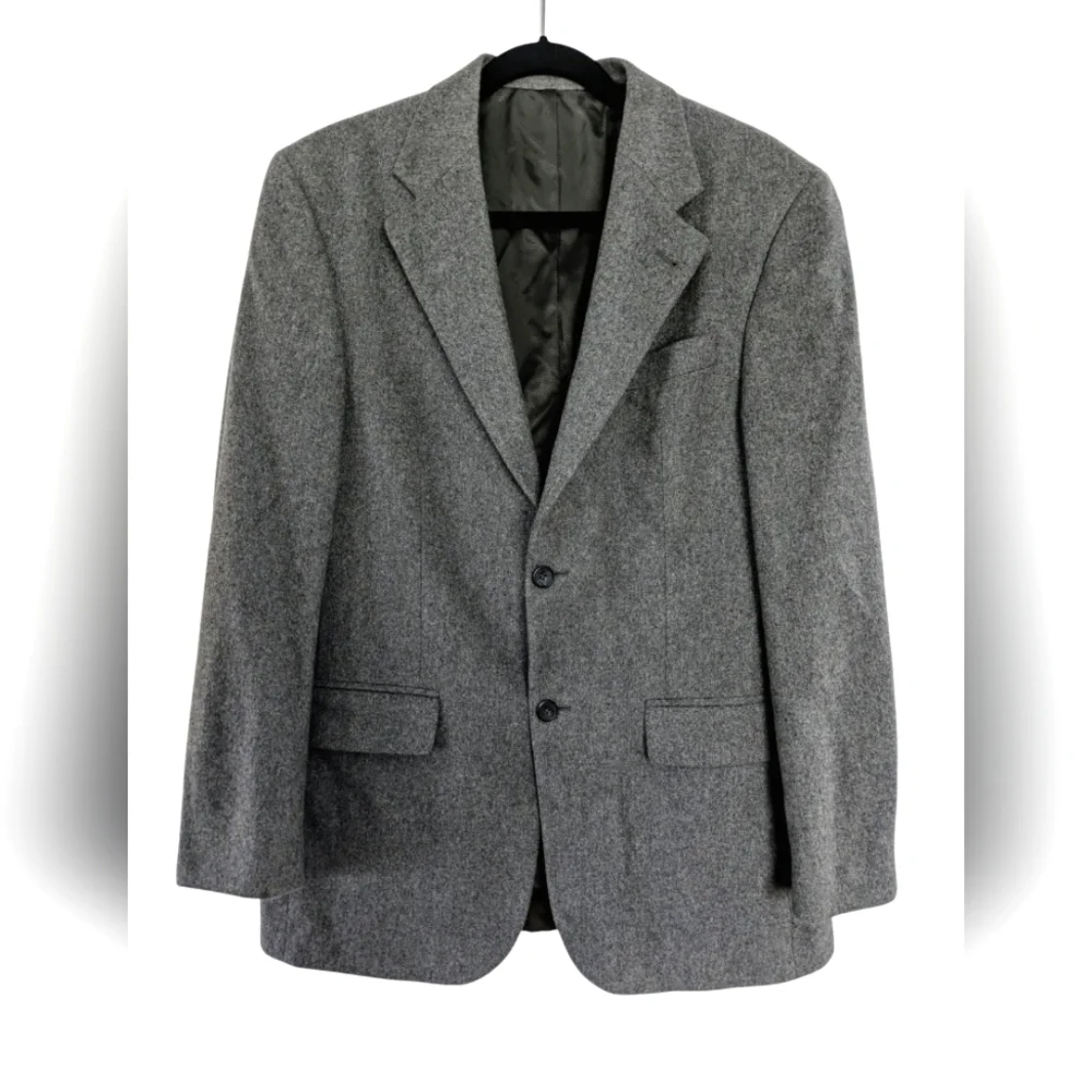 OSCAR DE LA RENTA Blazer Size 40 Regular Wool Cashmere‎ Gray 2 ButtonsMeasureme